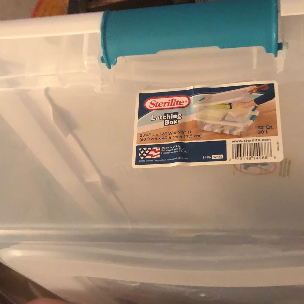 Clear Latching Storage Box with Teal Latch